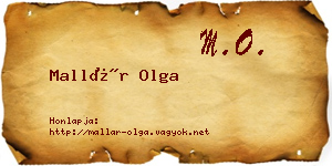 Mallár Olga névjegykártya